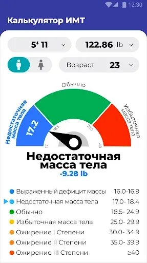 Скриншот 8 — ИМТ Калькулятор на Русском