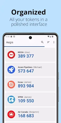 Скриншот 1 — Aegis Authenticator - 2FA App