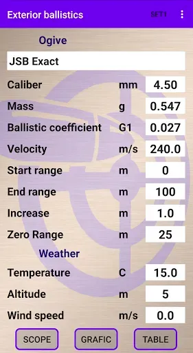 Скриншот 1 — External ballistics calculator
