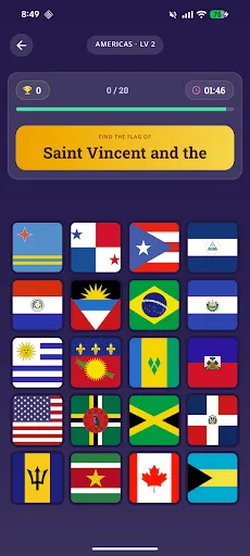 Скриншот 1 — Country Flags - Quiz & Match