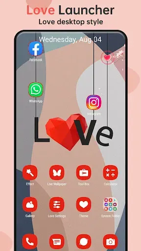 Скриншот 1 — Love Launcher: lovely launcher