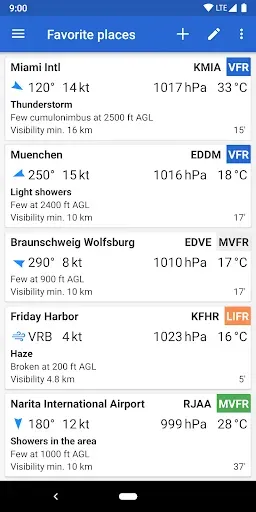 Скриншот 1 — Avia Weather - METAR & TAF