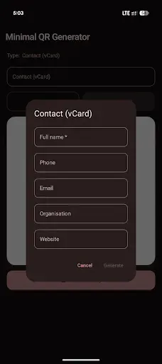 Скриншот 2 — Minimal QR