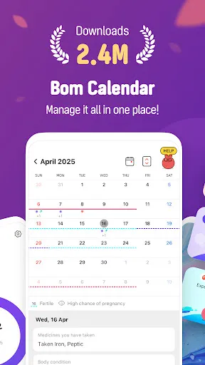 Скриншот 2 — Bom Calendar - Period tracker