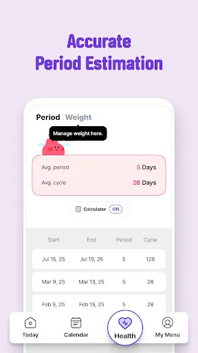 Скриншот 4 — Bom Calendar - Period tracker